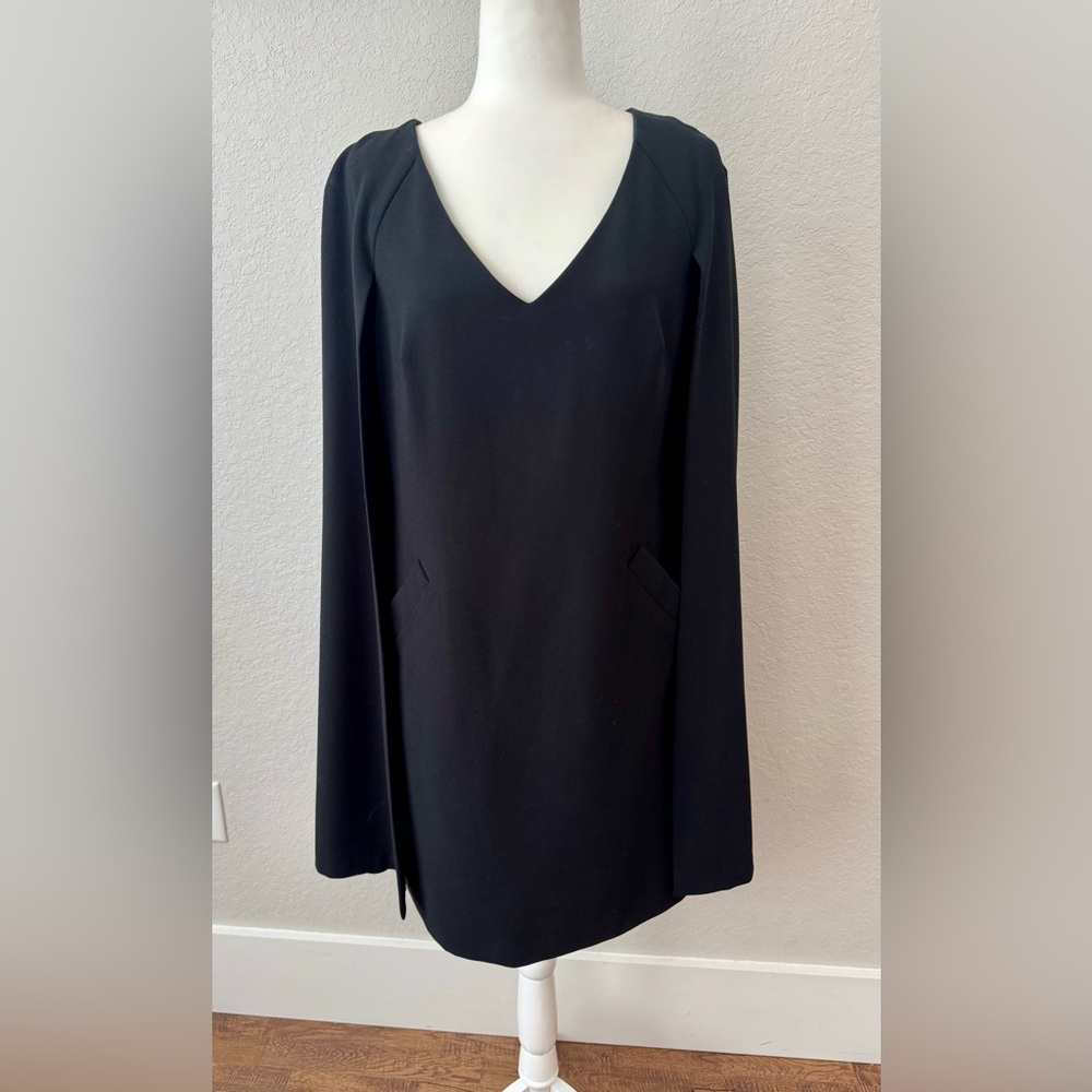 Trina Turk‎ Shinrin Black V-Neck Cape Dress Women's Size 6 Q - Picture 2 of 11